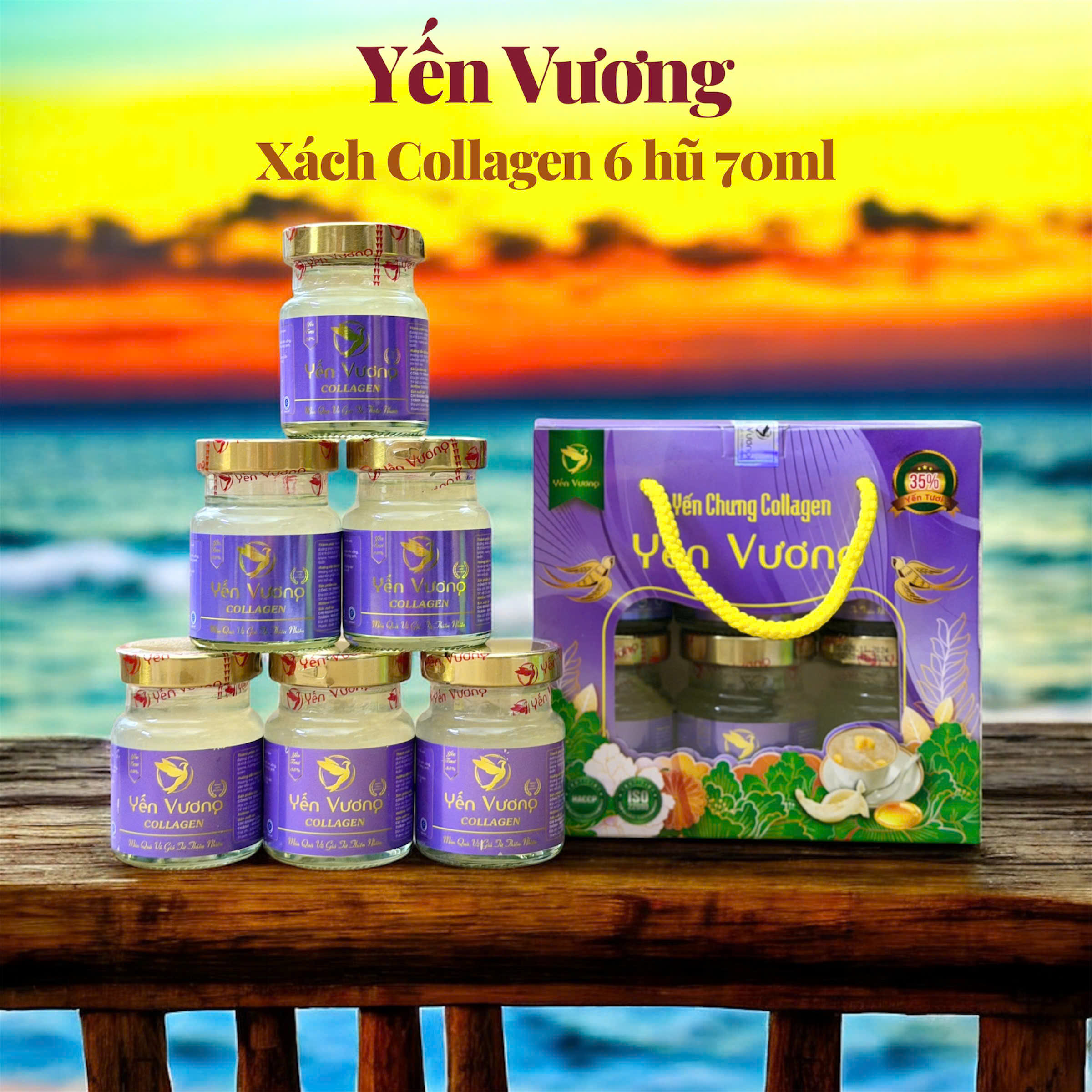 Lốc 6 hũ yến Vương 70ml Collagen